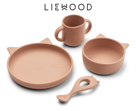 Liewood Vivi Silicone Set - Cat Dark Rose