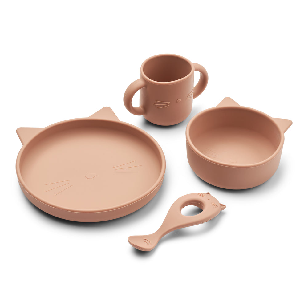 Liewood Vivi Silicone Set - Cat Dark Rose
